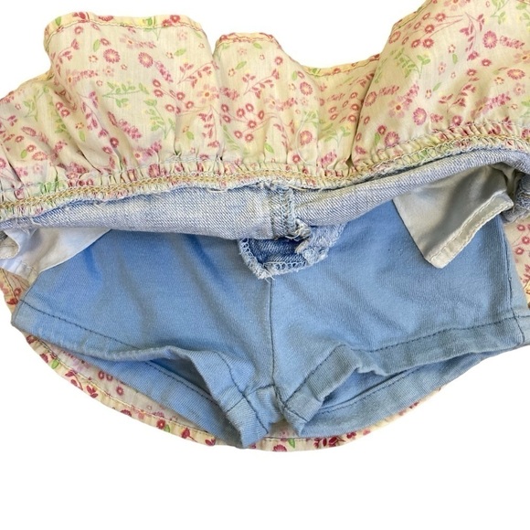 Levi's Ruffled Floral Denim Skirt w Built-in Shorts Toddler Girl's 2T - Picture 10 of 16